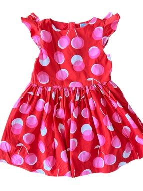 Jacadi Red Cherry Print Poplin Dress size 3